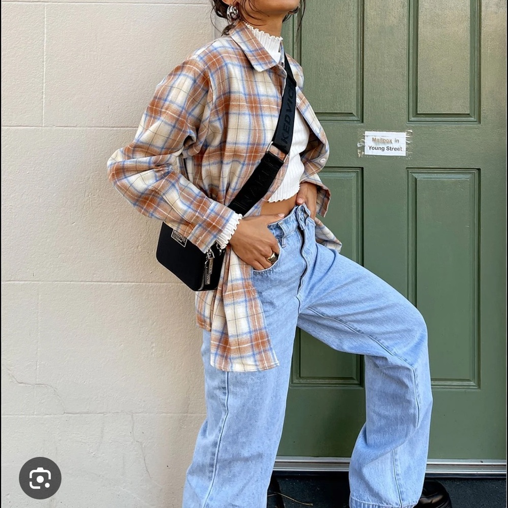 Plaid Oversized Shirt with Blue Jeans